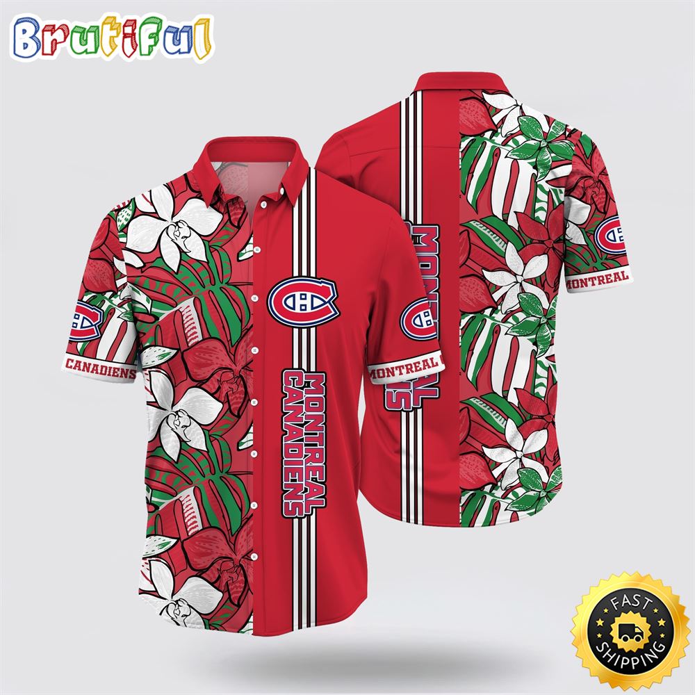 NHL Montreal Canadiens Hawaiian Shirt Tropical Tropical Forest Floral Pattern Summer Hawaiian Shirt