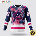 Personalized NHL Vancouver Canucks Crewneck Sweatshirt Special Pink October Fight Breast Cancer Gift For Man And Women