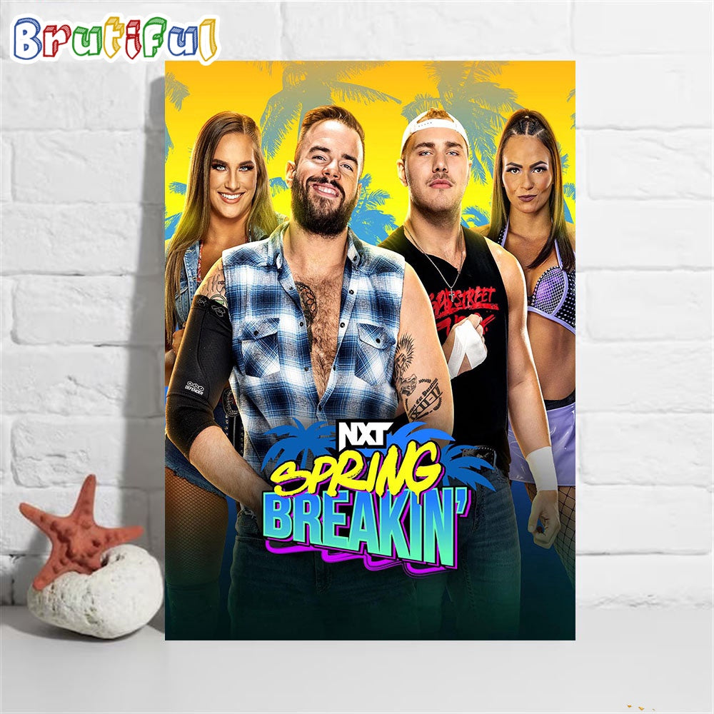 NXT Spring Breakin Mixed Tag Team Match Wall Art Poster Canvas
