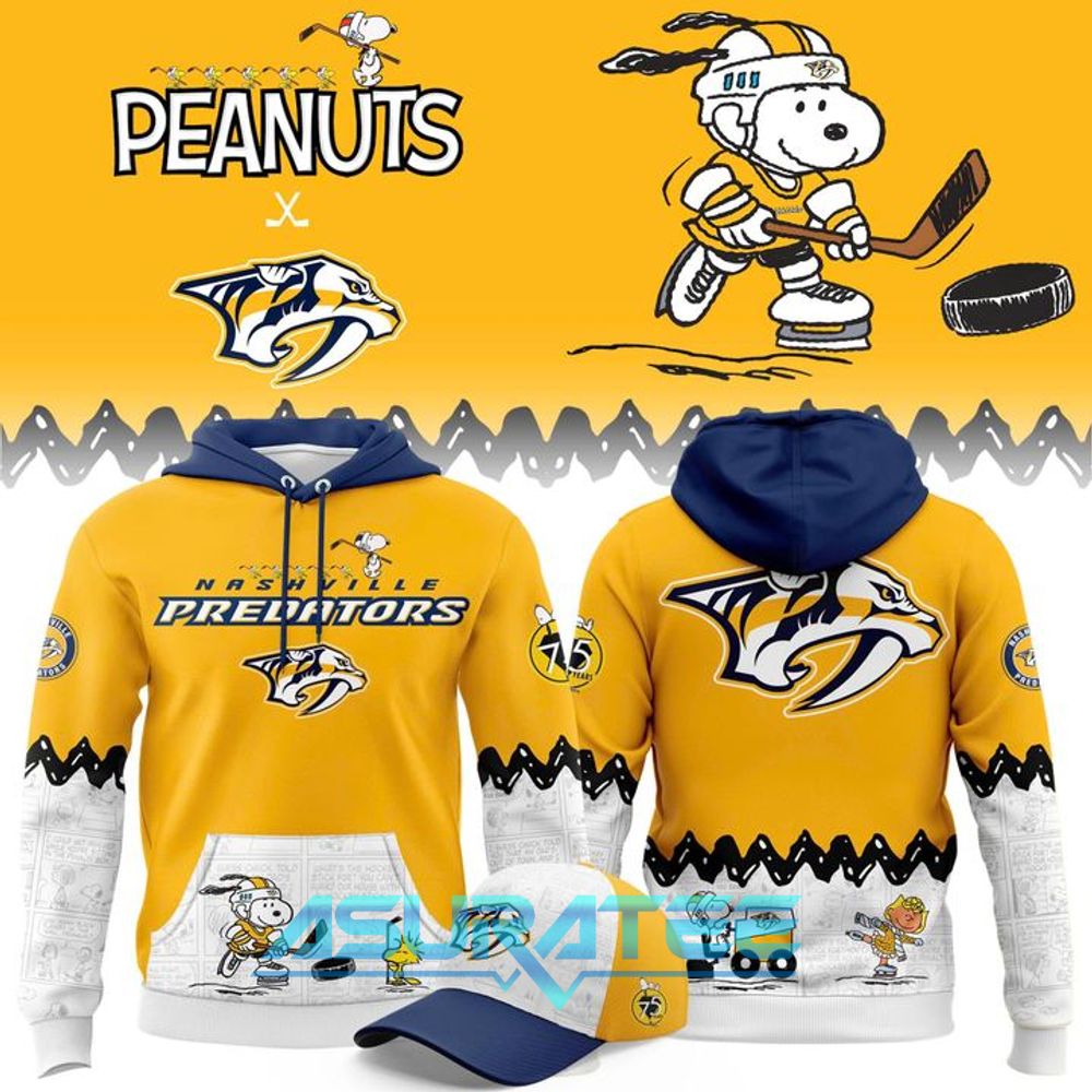 Nashville Predators ”Peanuts Night” 2026 Snoopy Special Hoodie, Cap