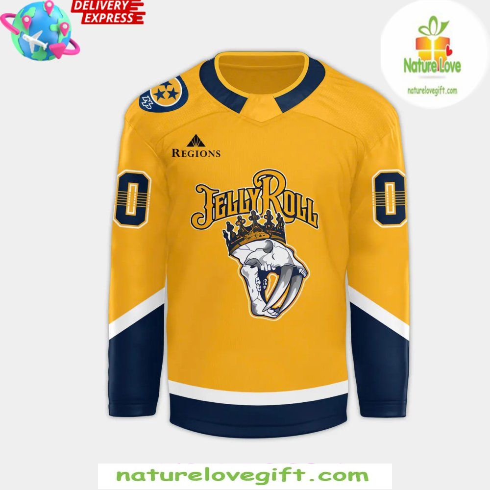 Nashville Predators Jelly Roll 2026 Hockey Jersey NHL Fan Gear