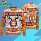 Personalized Ncaa Clemson Tigers Special Reindeer Light Ugly Christmas Sweater