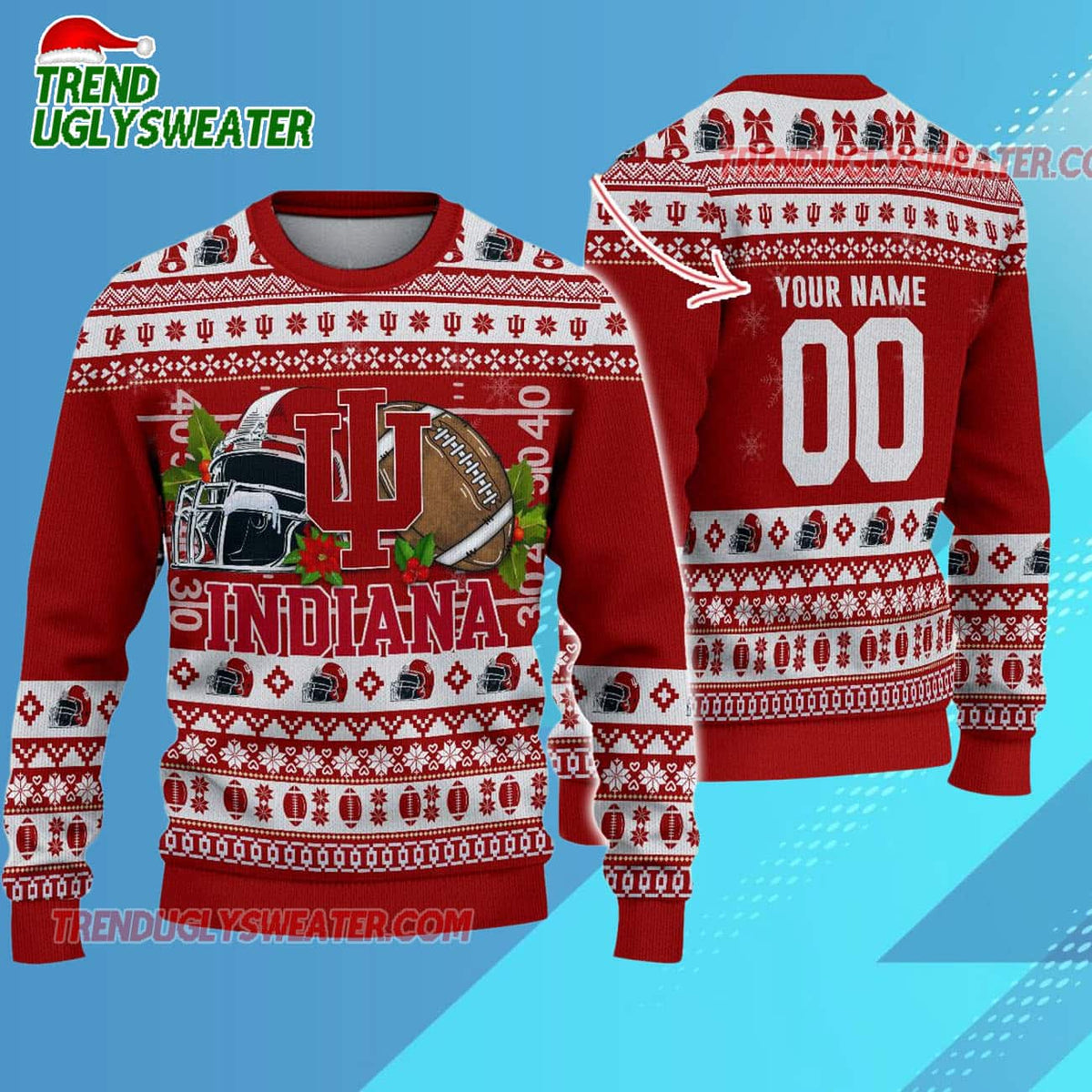 Ncaa Indiana Hoosiers Logo Team Football Custom Christmas Ugly Sweater