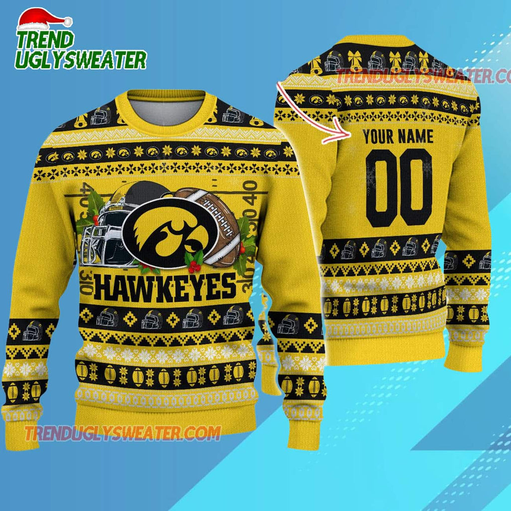 Ncaa Iowa Hawkeyes Logo Team Football Custom Christmas Ugly Sweater
