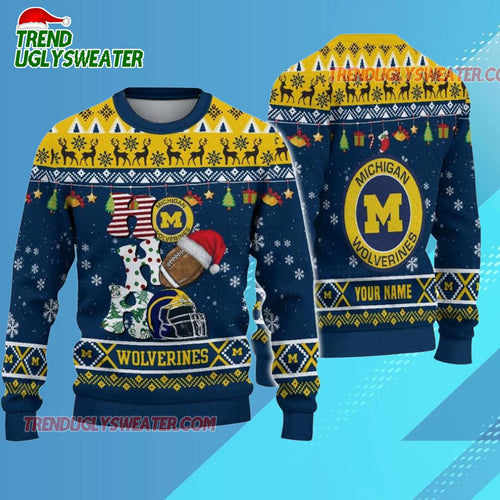 Ncaa Michigan Wolverines Football Ho Ho Ho Ugly Christmas Sweater