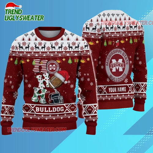Ncaa Mississippi State Bulldogs Football Ho Ho Ho Ugly Christmas Sweater