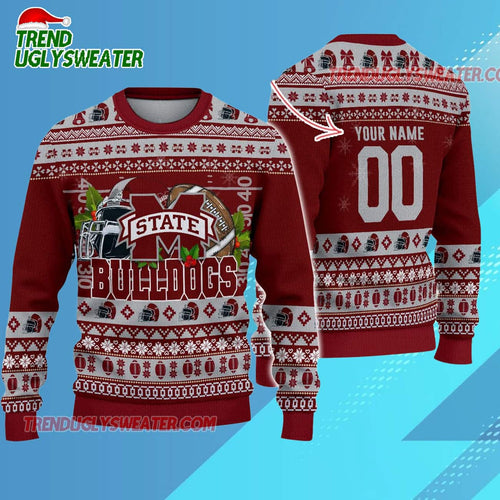 Ncaa Mississippi State Bulldogs Logo Team Football Custom Christmas Ugly Sweater