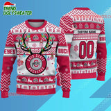 Personalized Ncaa Ohio State Buckeyes Special Reindeer Light Ugly Christmas Sweater