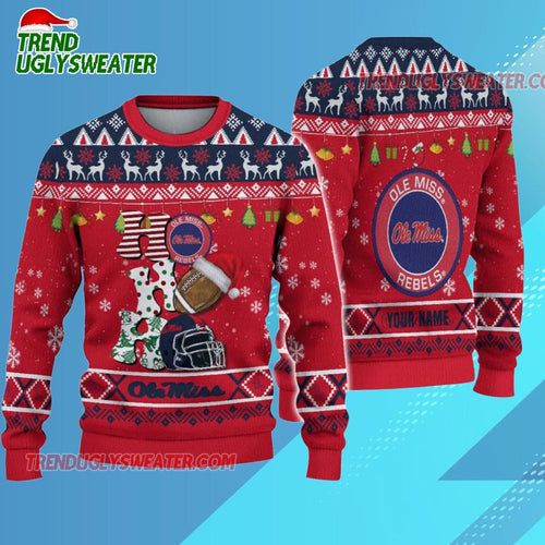 Ncaa Ole Miss Rebels Football Ho Ho Ho Ugly Christmas Sweater