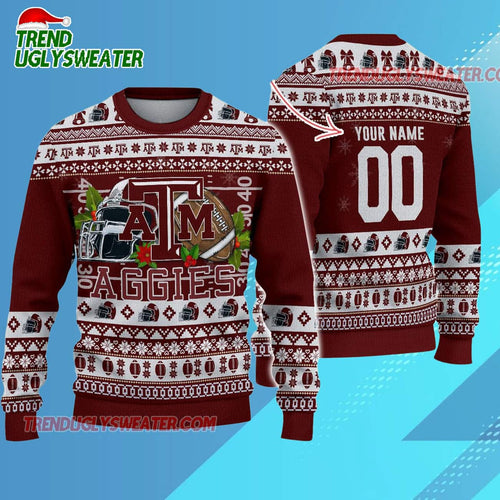 Ncaa Texas A&ampm Aggies Logo Team Football Custom Christmas Ugly Sweater