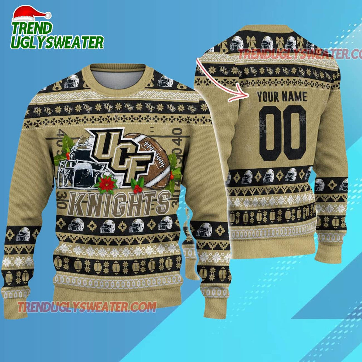Ncaa Ucf Knights Logo Team Football Custom Christmas Ugly Sweater