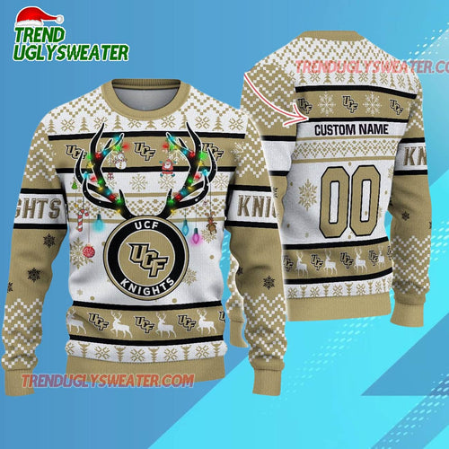 Personalized Ncaa Ucf Knights Special Reindeer Light Ugly Christmas Sweater