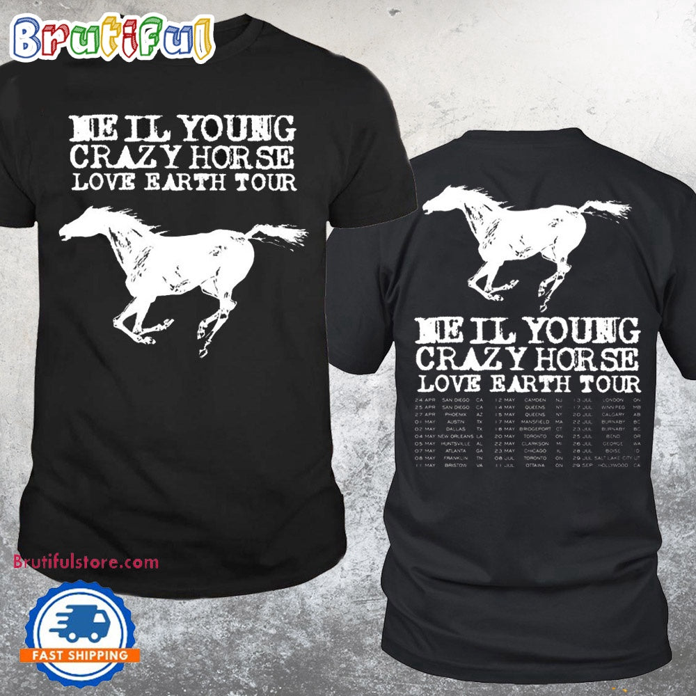 Neil Young Crazy Horse Love Earth Tour 2024 Schedule T Shirt