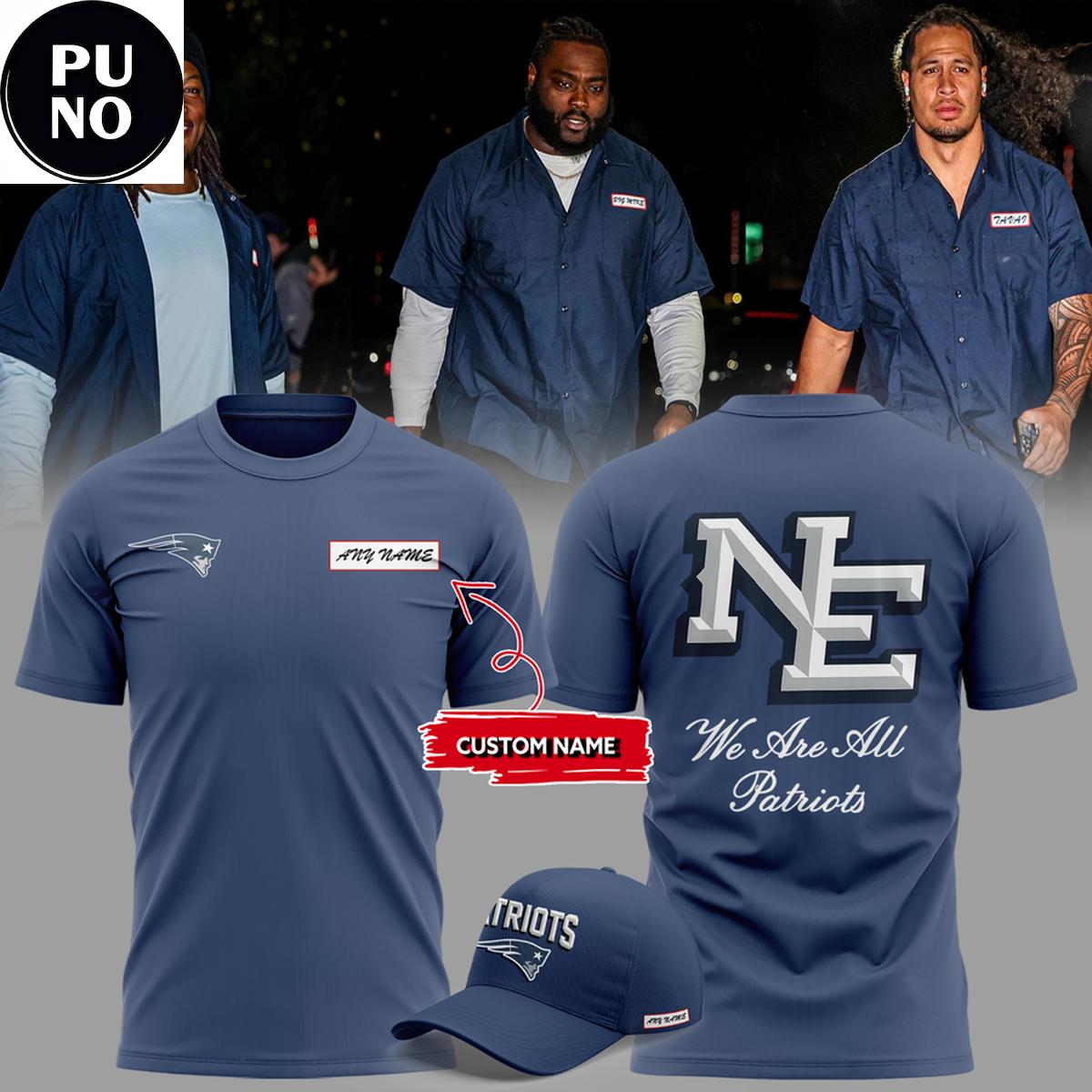 New England Patriots 2026 We Are All Patriots Custom Name Hoodie