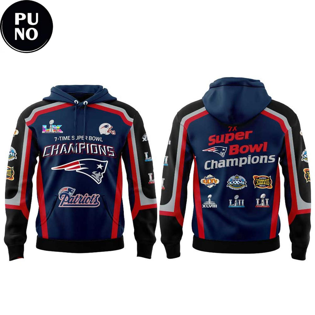 New England Patriots 7 Times Super Bowl Champions Hoodie T-Shirt