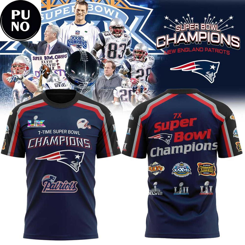 New England Patriots 7 Times Super Bowl Champions Hoodie T-Shirt