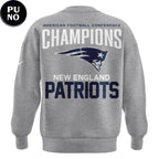 New England Patriots AFC Champions 2025-26 Gray Hoodie T-Shirt