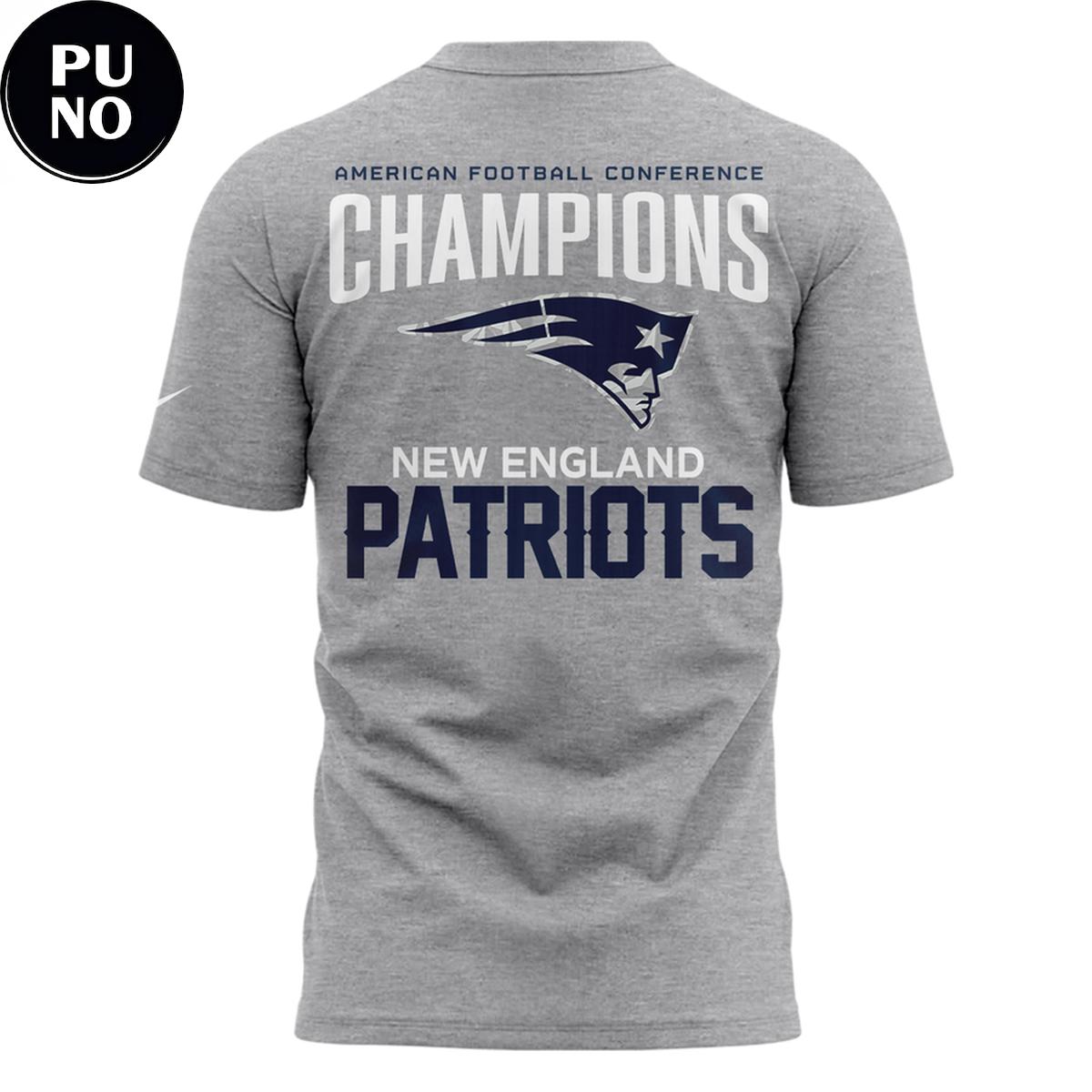 New England Patriots AFC Champions 2025-26 Gray Hoodie T-Shirt
