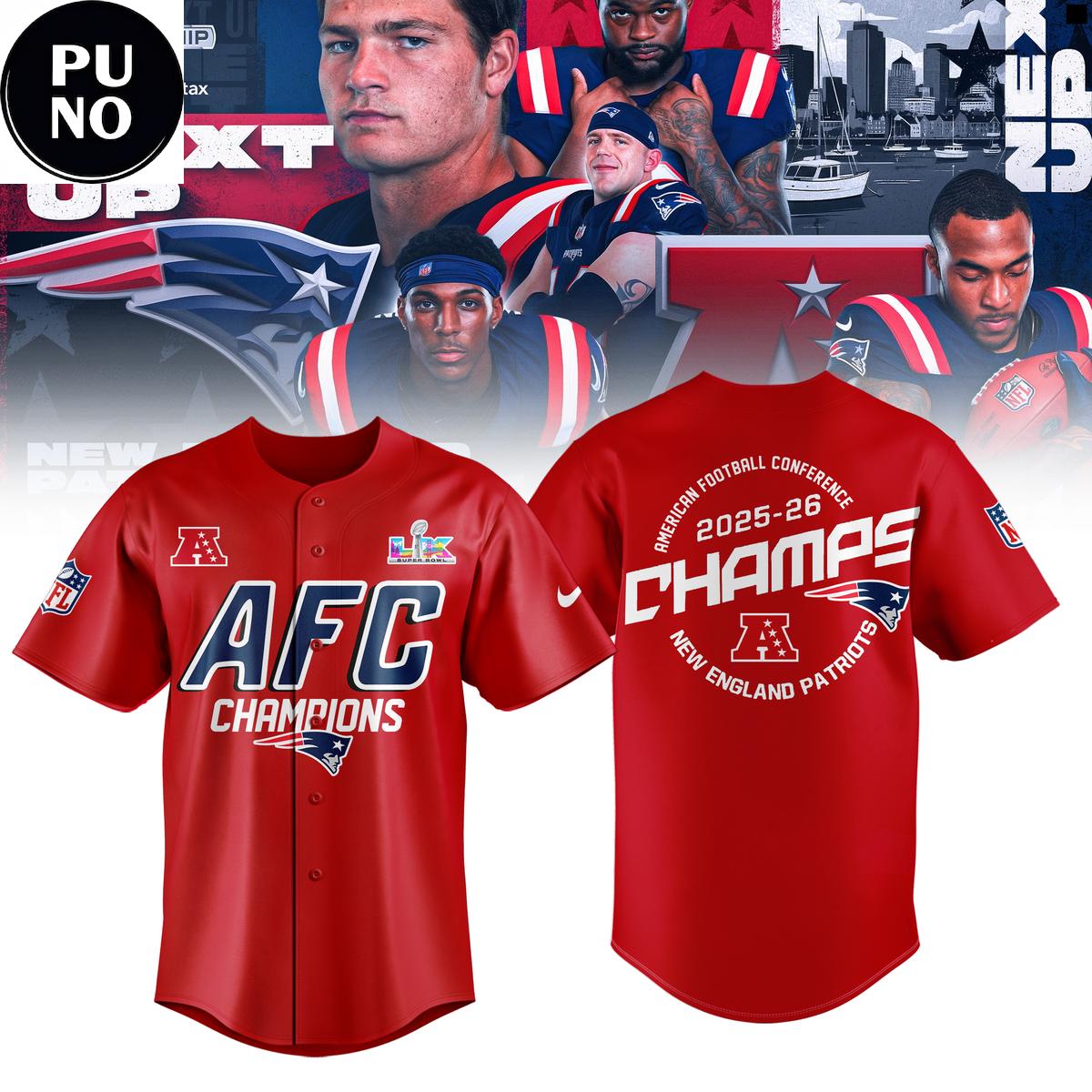New England Patriots AFC Champions 25-26 Baseball Jersey