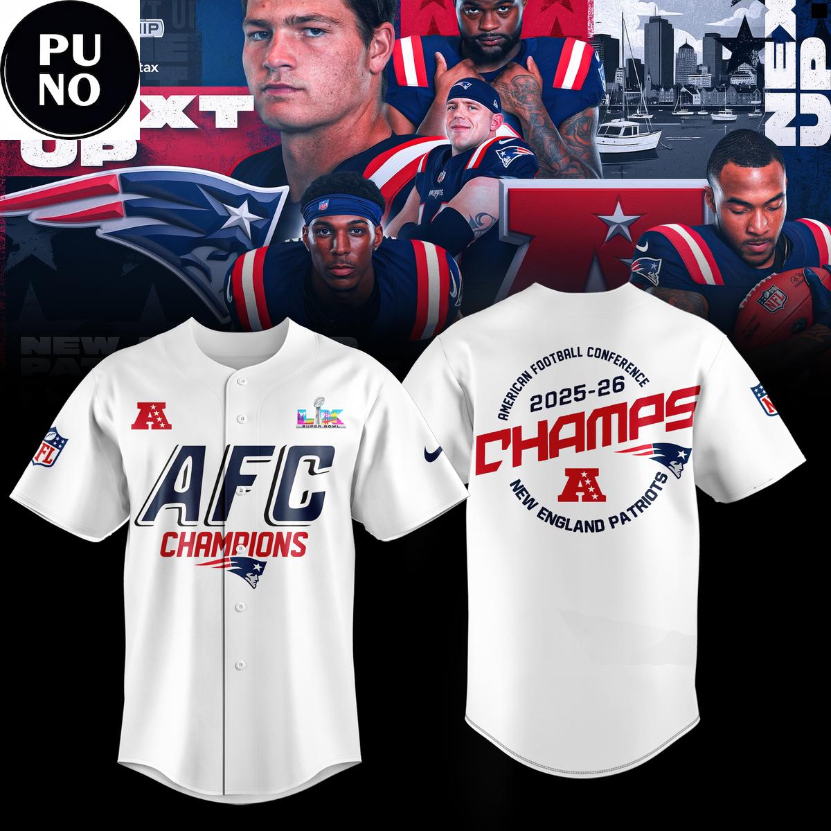 New England Patriots AFC Champions 25-26 Baseball Jersey