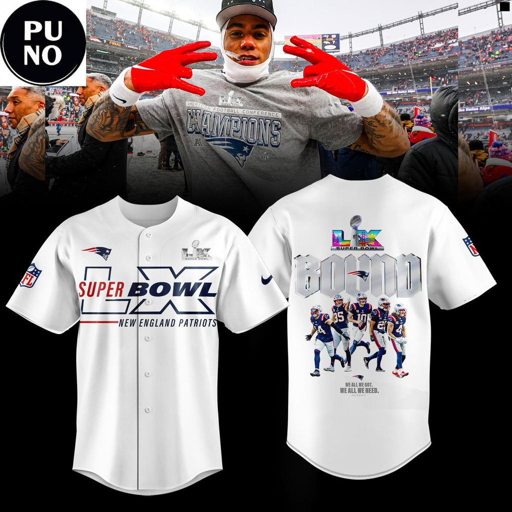 New England Patriots AFC Champions Super Bowl LX Bound Baseball Jersey