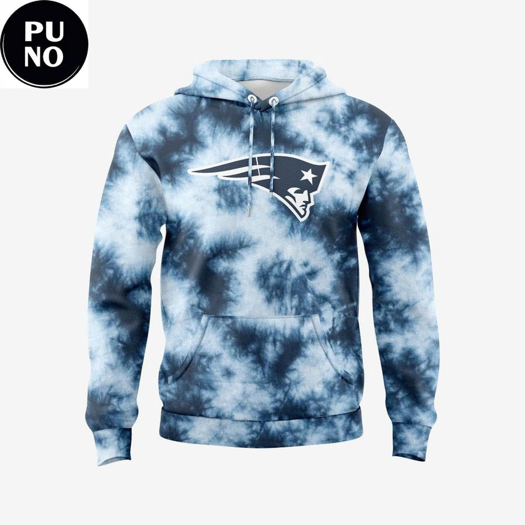 New England Patriots Blue Tie-Dye Pattern Hoodie Shirt