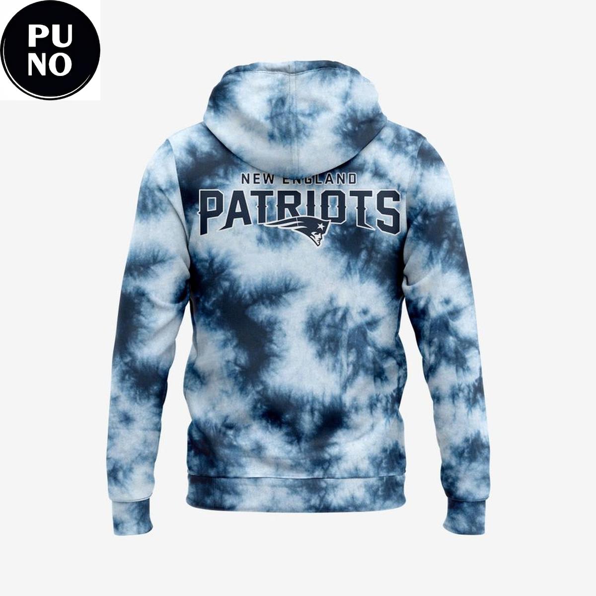 New England Patriots Blue Tie-Dye Pattern Hoodie Shirt