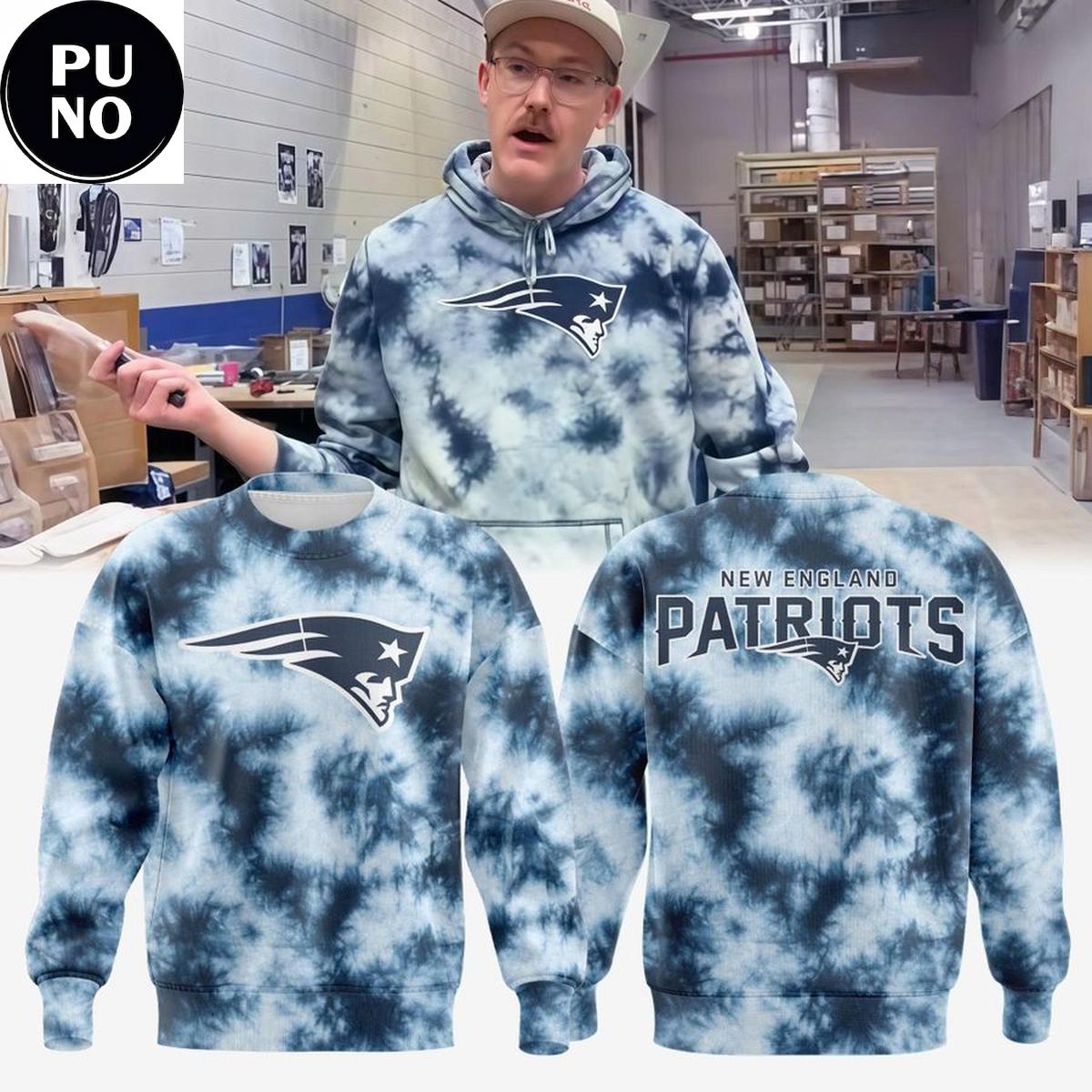 New England Patriots Blue Tie-Dye Pattern Hoodie Shirt