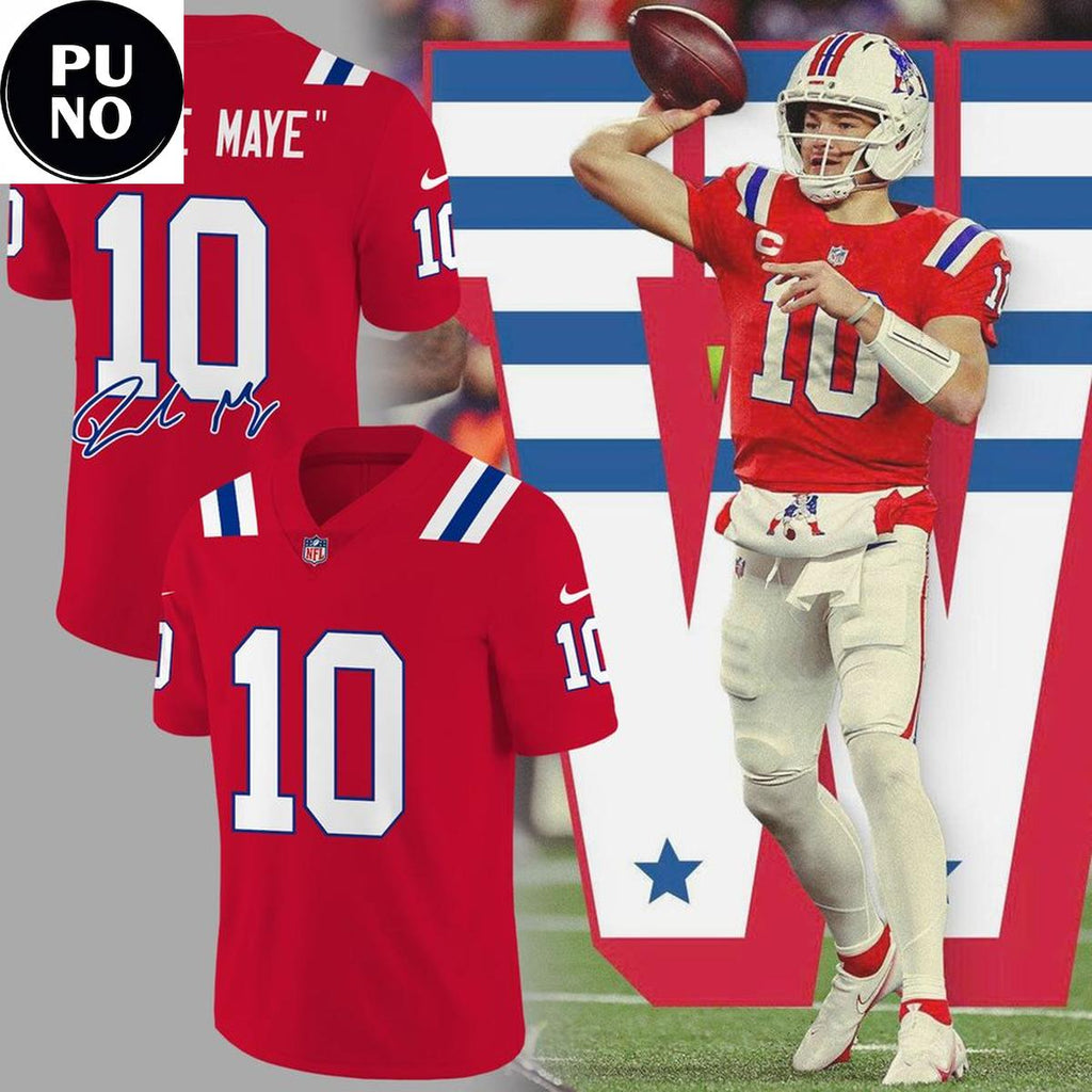 New England Patriots Drake Maye #10 Football Jersey