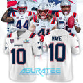 New England Patriots Drake Maye Nike White Super Bowl LX Patch Tundra Fashion Game Jersey