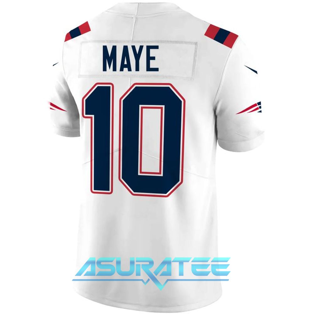 New England Patriots Drake Maye Nike White Super Bowl LX Patch Tundra Fashion Game Jersey