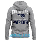 New England Patriots Heather Gray 2025 AFC Champions Locker Room Trophy Hoodie Set