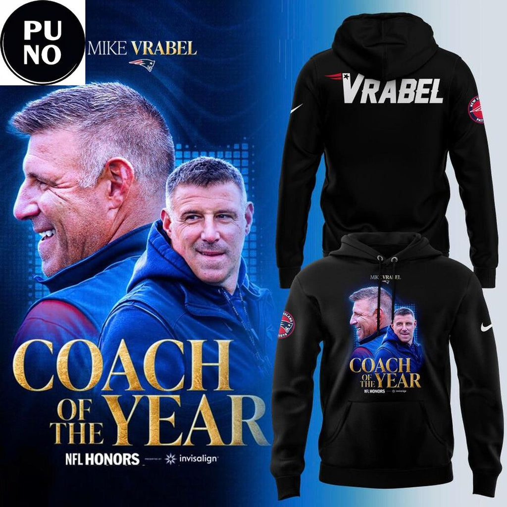 New England Patriots Mike Vrabel Coach of the Year 2026 Hoodie Shirt