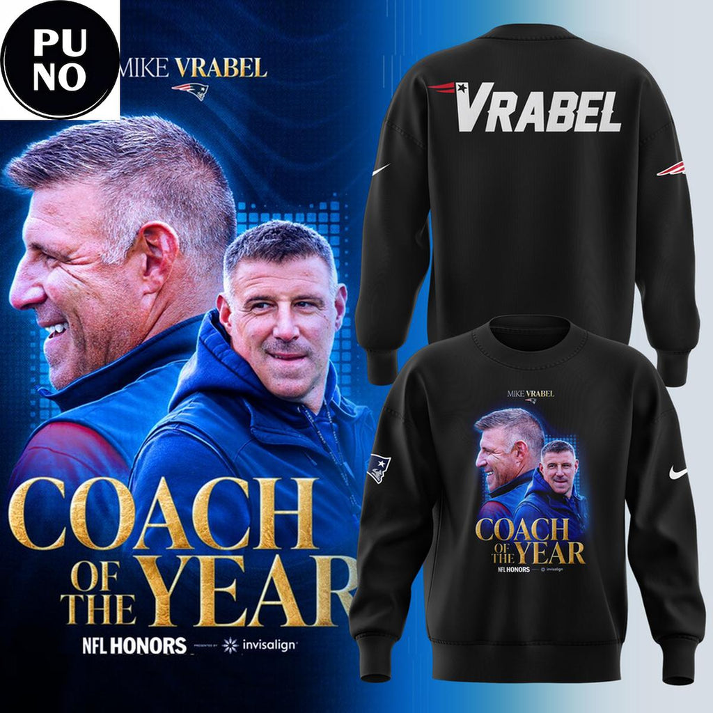 New England Patriots Mike Vrabel Coach of the Year 2026 Hoodie Shirt
