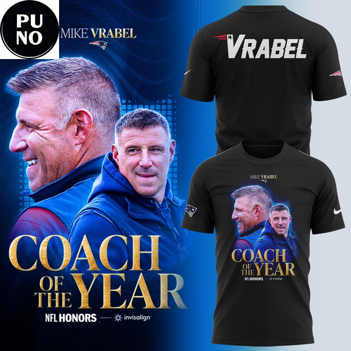 New England Patriots Mike Vrabel Coach of the Year 2026 Hoodie Shirt