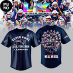New England Patriots Super Bowl LX Champions 2026 Baseball Jersey