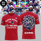 New England Patriots Super Bowl LX Champions 2026 Hoodie T-Shirt