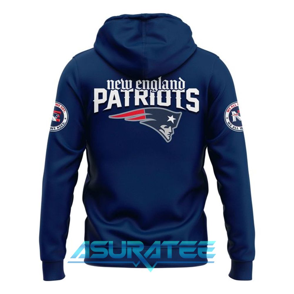 New England Patriots “We All We Got” Special Navy Hoodie, Cap