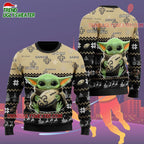 New Orleans Saints Baby Yoda Hug The Ball Christmas Ugly Sweater
