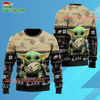 New Orleans Saints Baby Yoda Hug The Ball Christmas Ugly Sweater