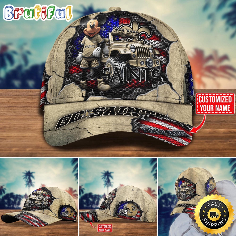New Orleans Saints Baseball Cap Mickey Mouse Customize Cap