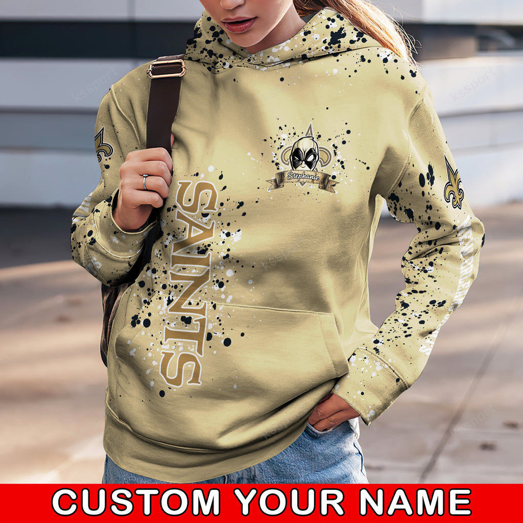 Custom NFL New Orleans Saints Hoodie Leggings Rock Paper Scissors Throat Punch I Win Hoodie