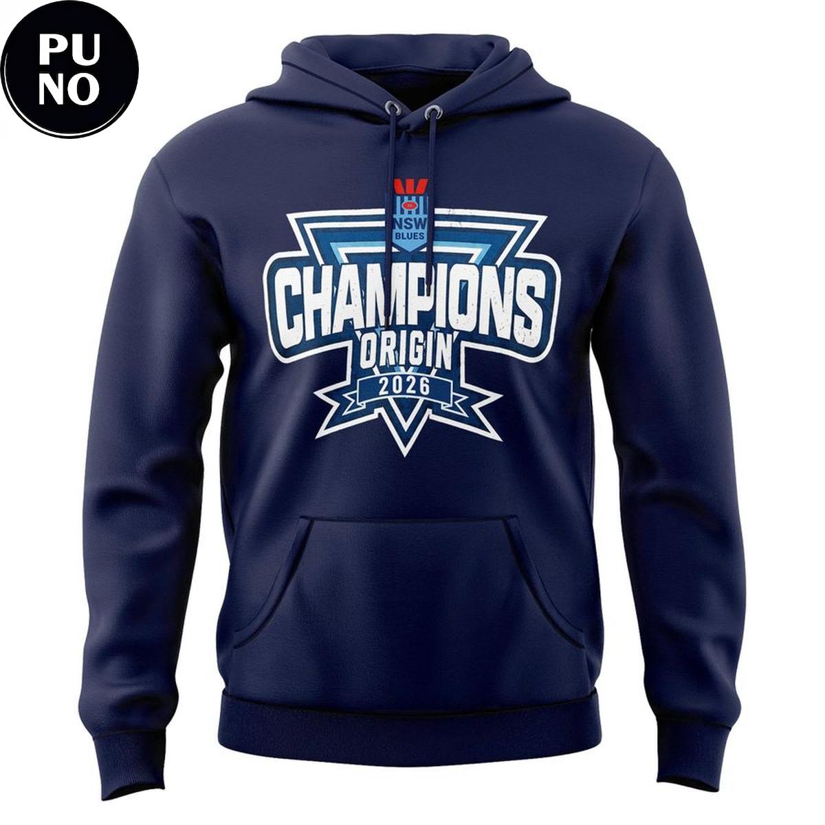 New South Wales Blues State of Origin Champions 2026 Locker Room Hoodie T-Shirt