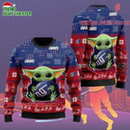 New York Giants Baby Yoda Hug The Ball Christmas Ugly Sweater