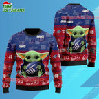 New York Giants Baby Yoda Hug The Ball Christmas Ugly Sweater
