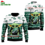 New York Jets Baby Yoda Hug The Ball Christmas Ugly Sweater