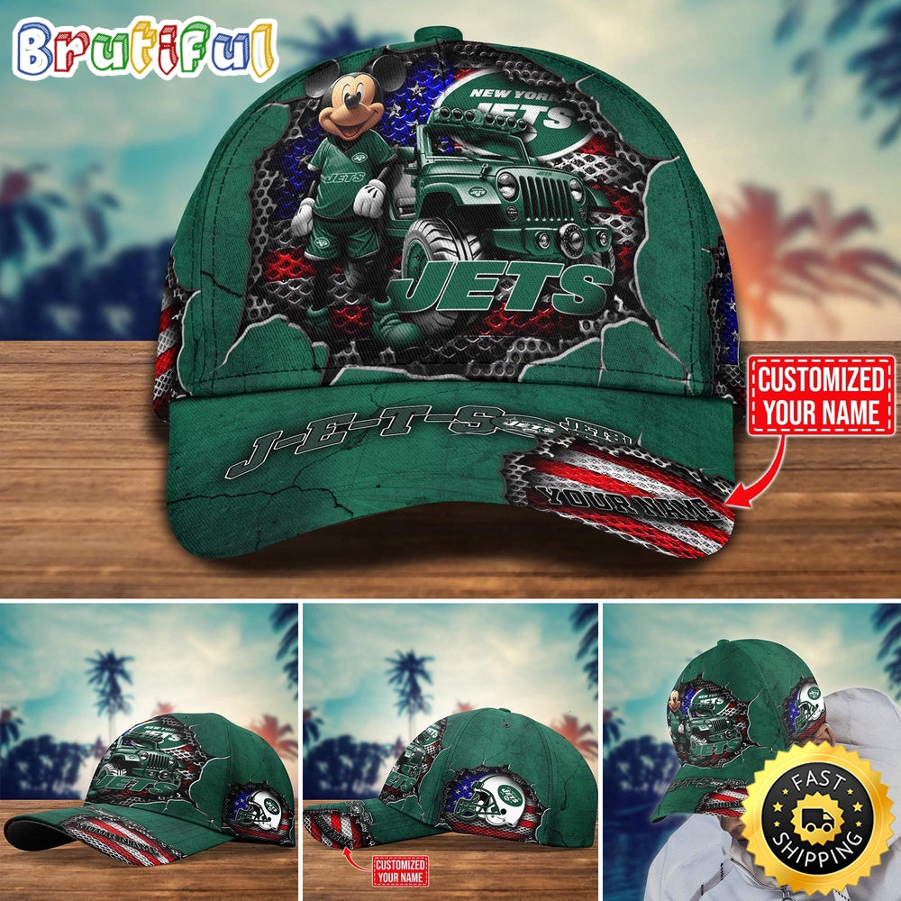 New York Jets Baseball Cap Mickey Mouse Customize Cap