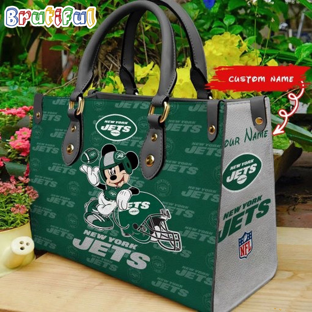 New York Jets Mickey Leather Bag Custom Name Women Bag