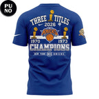 New York Knicks 3-Time Champions NBA 2026 T-Shirt