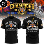 New York Knicks 3-Time Champions NBA 2026 T-Shirt